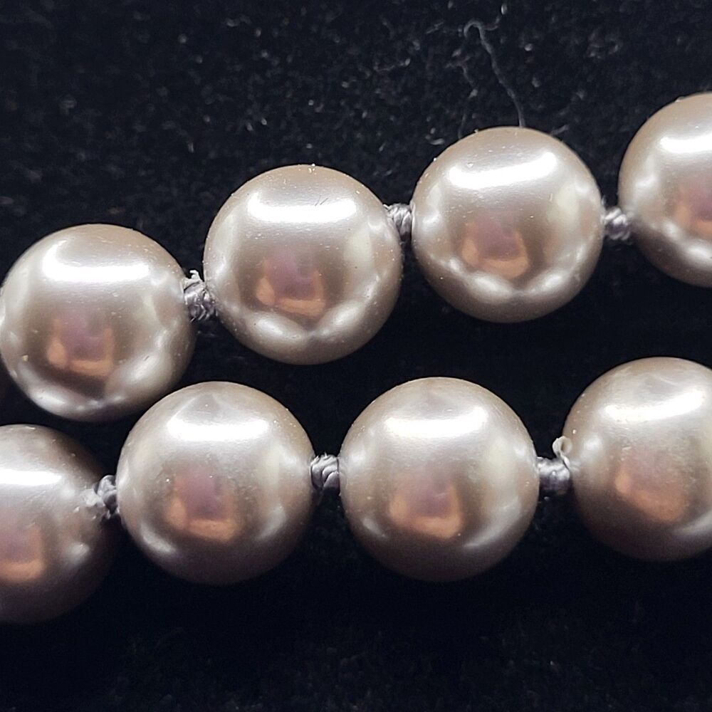 Monet Chunky Silver Simulated Pearl Necklace 29.5in